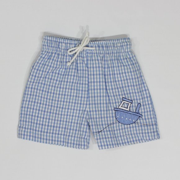 Big Fish Blue Gingham Boat Shorts, 6M - Picture 2 of 5